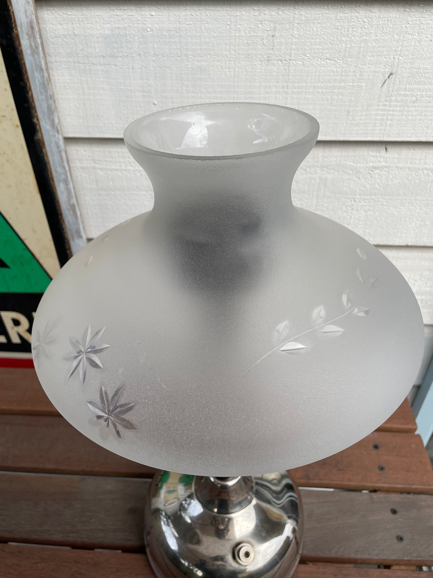 1920's COLEMAN Quick-Lite CQ Lamp & Frosted Glass Shade