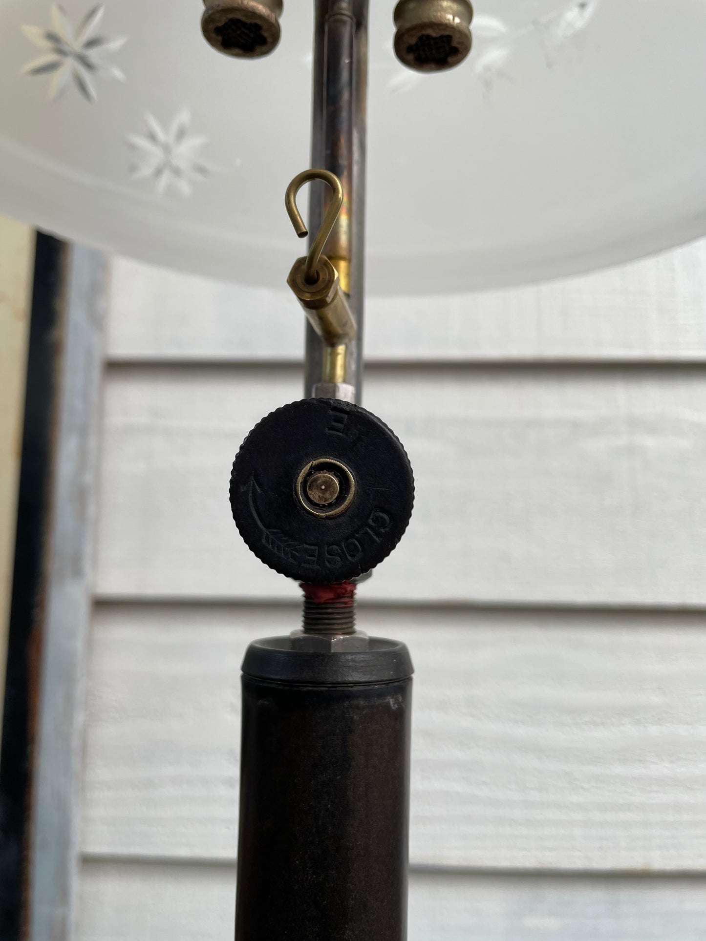 1920's COLEMAN Quick-Lite CQ Lamp & Frosted Glass Shade