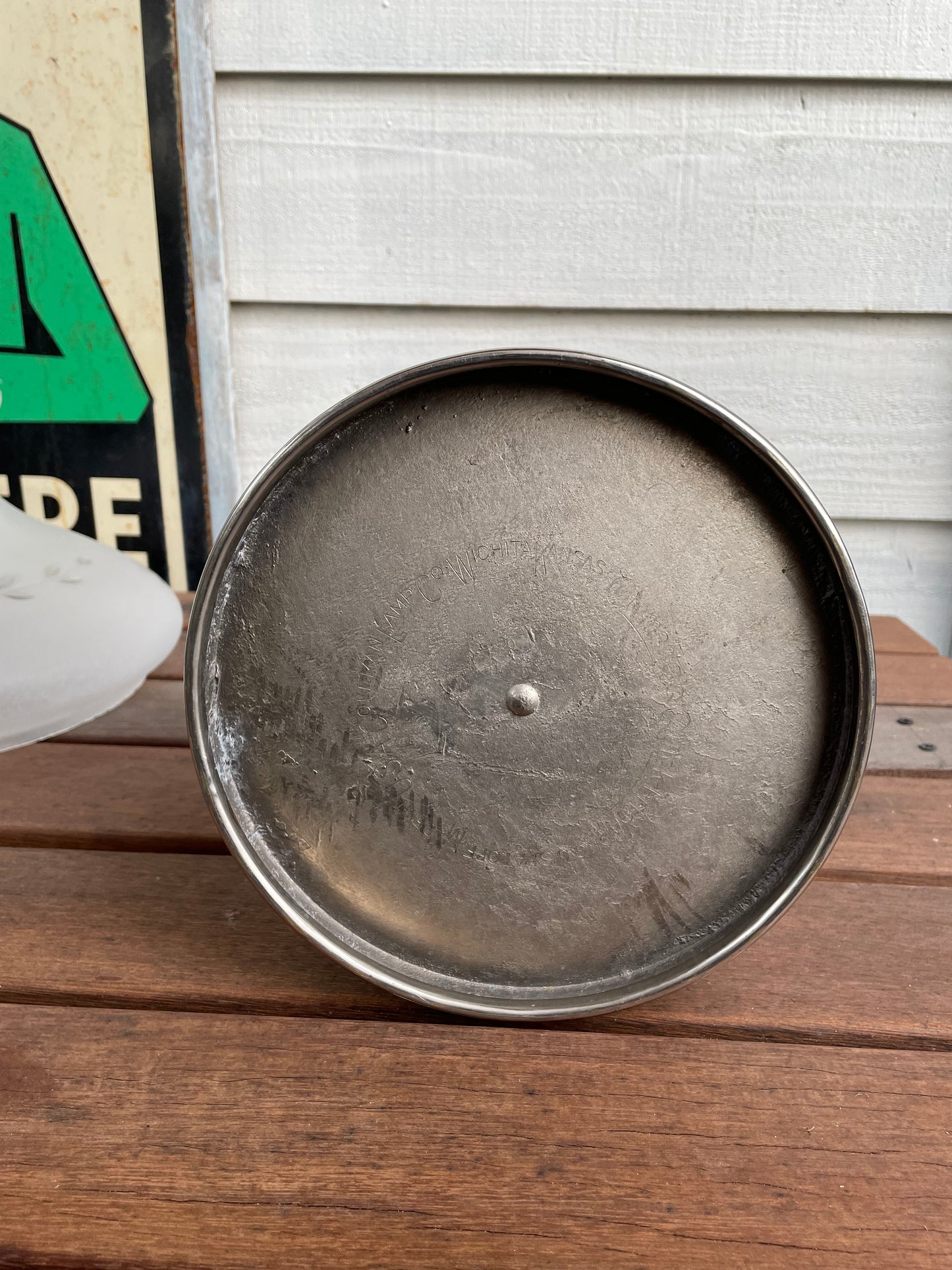 1920's COLEMAN Quick-Lite CQ Lamp & Frosted Glass Shade